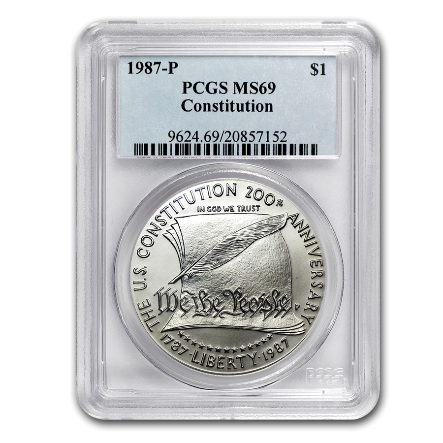 1987-P Constitution $1 Silver Commem MS-69 PCGS