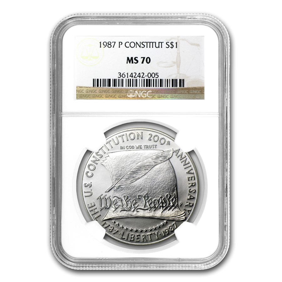 1987-P Constitution $1 Silver Commem MS-70 NGC