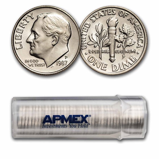 1987-P Roosevelt Dime 50-Coin Roll BU 1987-P Roosevelt Dime 50-Coin Roll BU