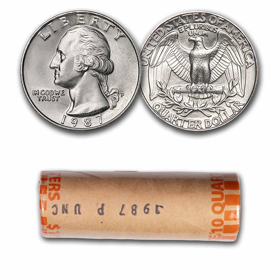 1987-P Washington Quarter 40-Coin Roll BU