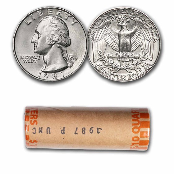 1987-P Washington Quarter 40-Coin Roll BU 1987-P Washington Quarter 40-Coin Roll BU