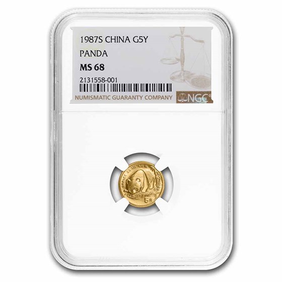 1987-S China 1/20 oz Gold Panda MS-68 NGC