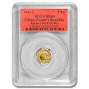 1987-S China 1/20 oz Gold Panda MS-69 PCGS