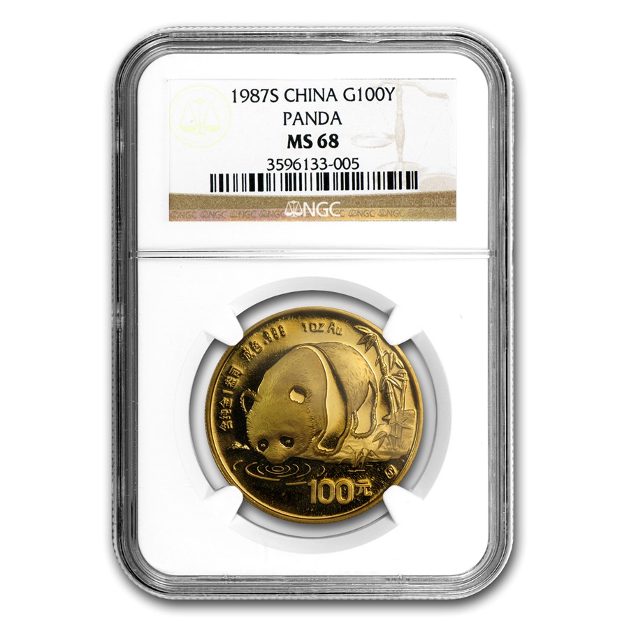 1987-S China 1 oz Gold Panda MS-68 NGC