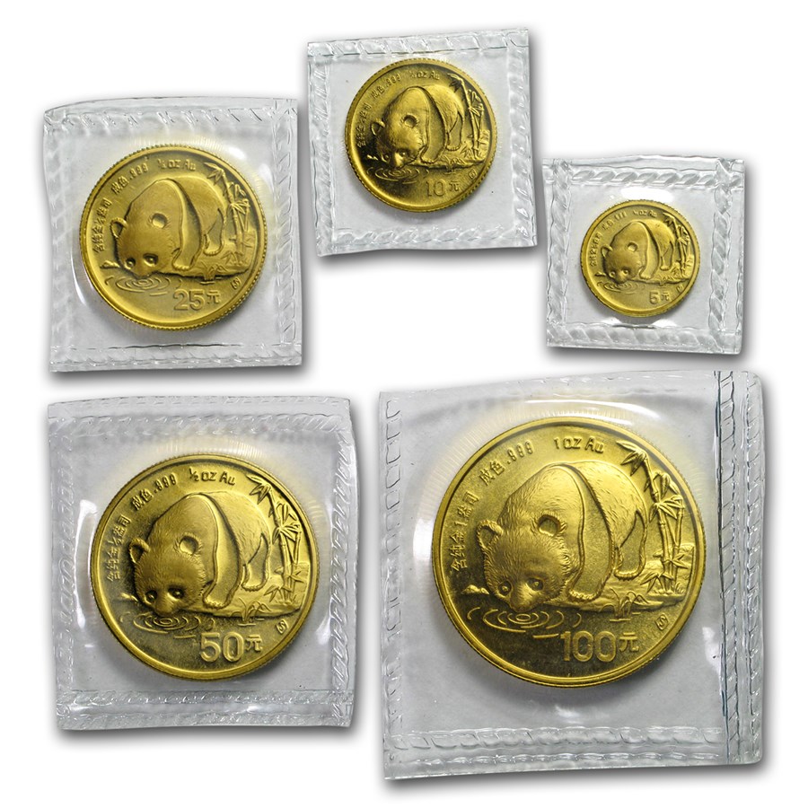 Buy 1987S China 5Coin Gold Panda Set BU (Sealed) APMEX