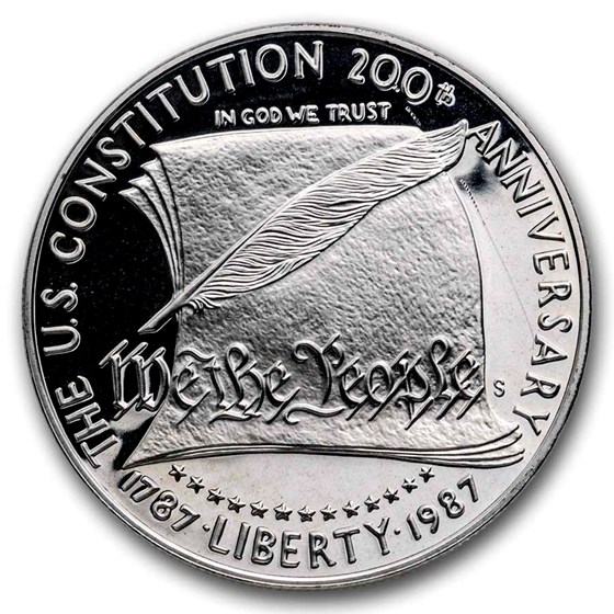 1987-S Constitution $1 Silver Commem Proof (w/Box & COA)