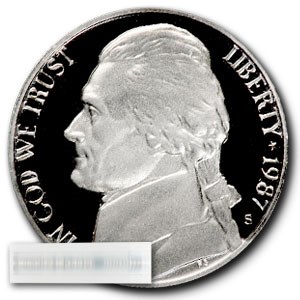 1987-S Jefferson Nickel 40-Coin Roll Proof 1987-S Jefferson Nickel 40-Coin Roll Proof