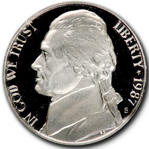 1987-S Jefferson Nickel Gem Proof 1987-S Jefferson Nickel Gem Proof