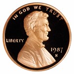 1987-S Lincoln Cent 50-Coin Roll Proof
