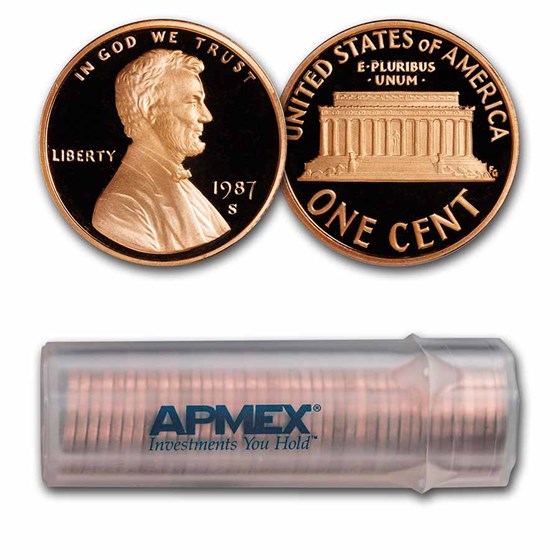 1987-S Lincoln Cent 50-Coin Roll Proof