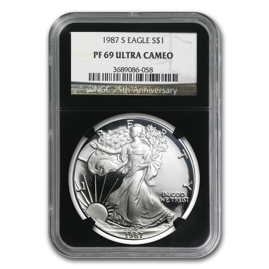 1987-S Proof American Silver Eagle PF-69 NGC (Retro Black Insert)