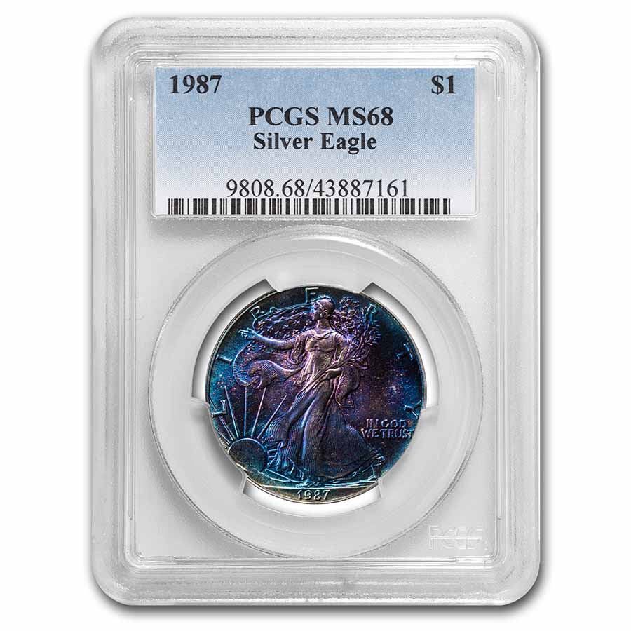 American Eagle MS 68 Graded 1987 Silver Bullion Coins for