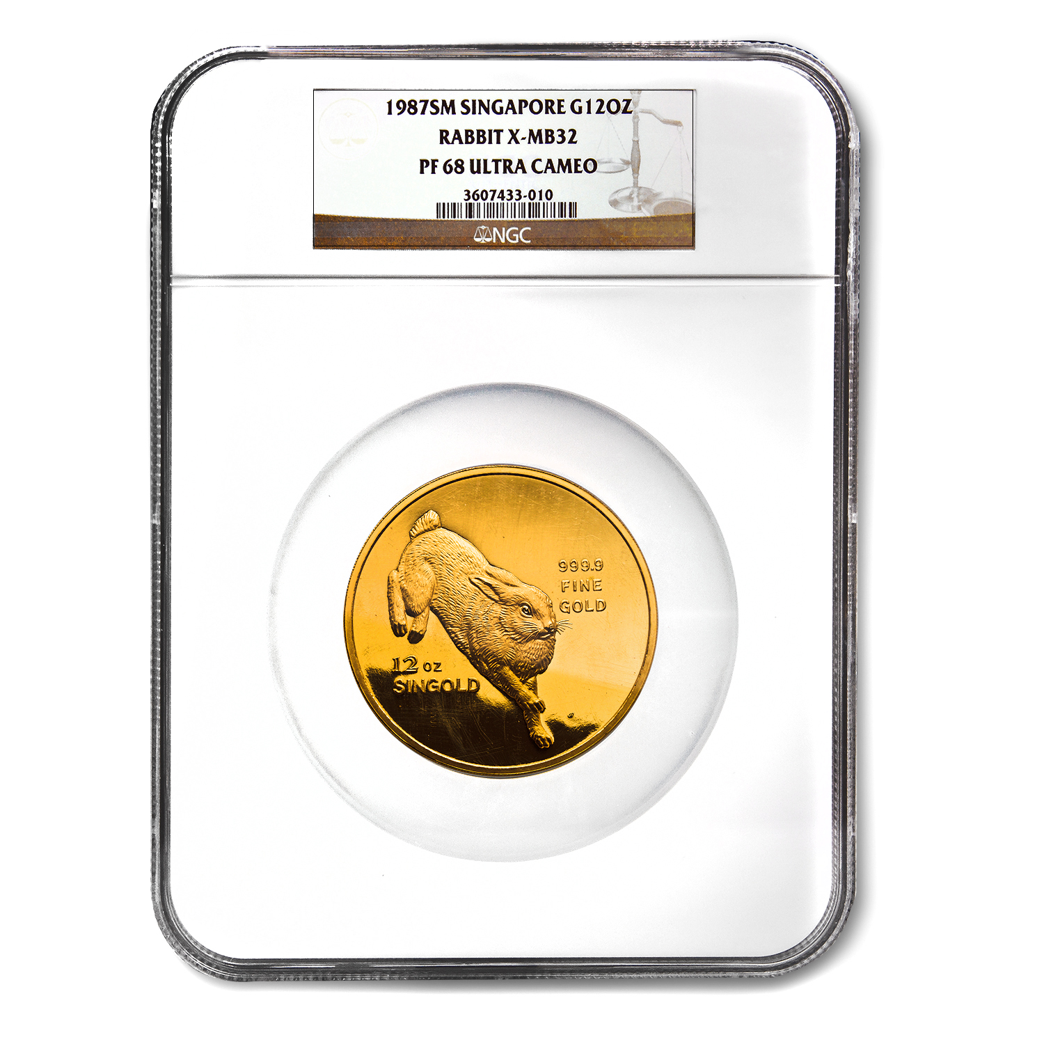 Buy 1987 Singapore 12 oz Proof Gold Singold Rabbit PF-68 NGC | APMEX