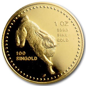 1987 Singapore 5-Coin Gold Singold Rabbit Proof Set 1987 Singapore 5-Coin Gold Singold Rabbit Proof Set