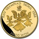 1987 South Korea Proof Gold 25,000 Won Fan Dancing