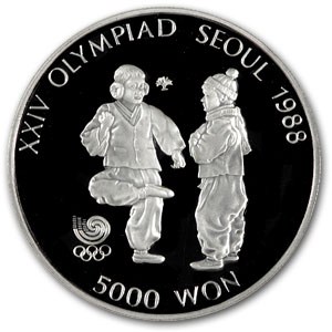 Buy 1987 South Korea Silver 5000 Won Chegi Chagi Proof | APMEX