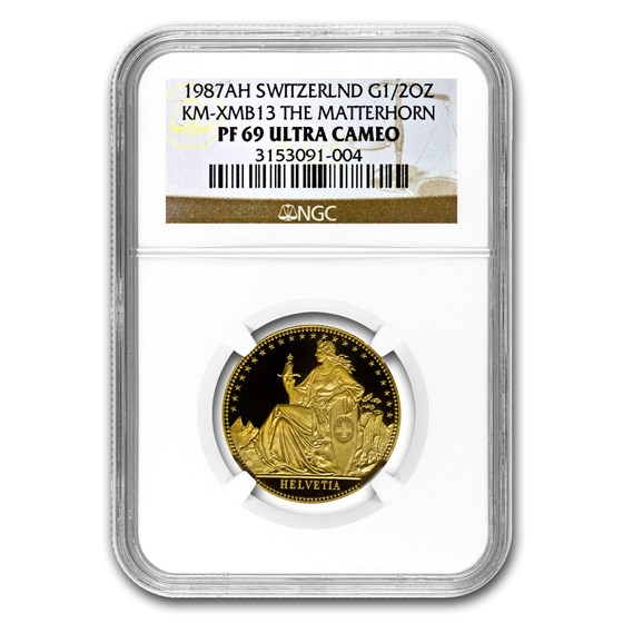 1987 Switzerland 1/2 Unze Gold PF-69 NGC 1987 Switzerland 1/2 Unze Gold PF-69 NGC