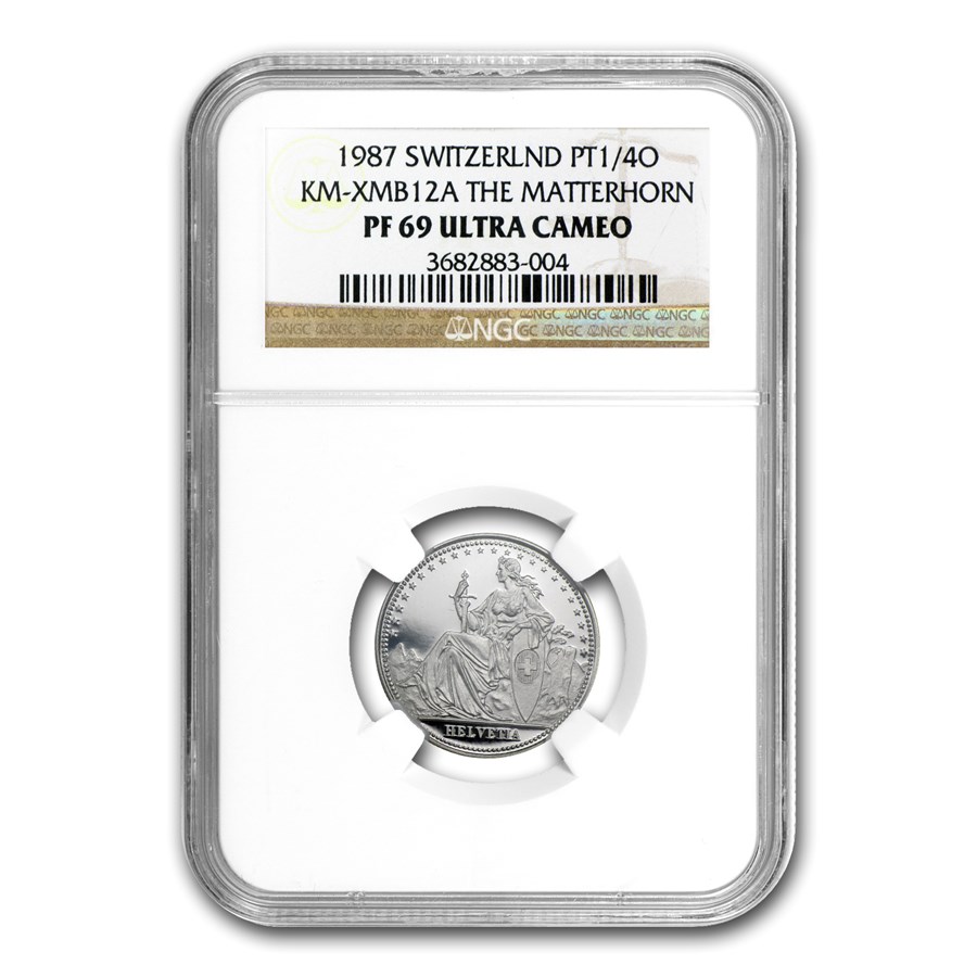 1987 Switzerland 1/4 oz Proof Platinum Matterhorn PF-69 NGC