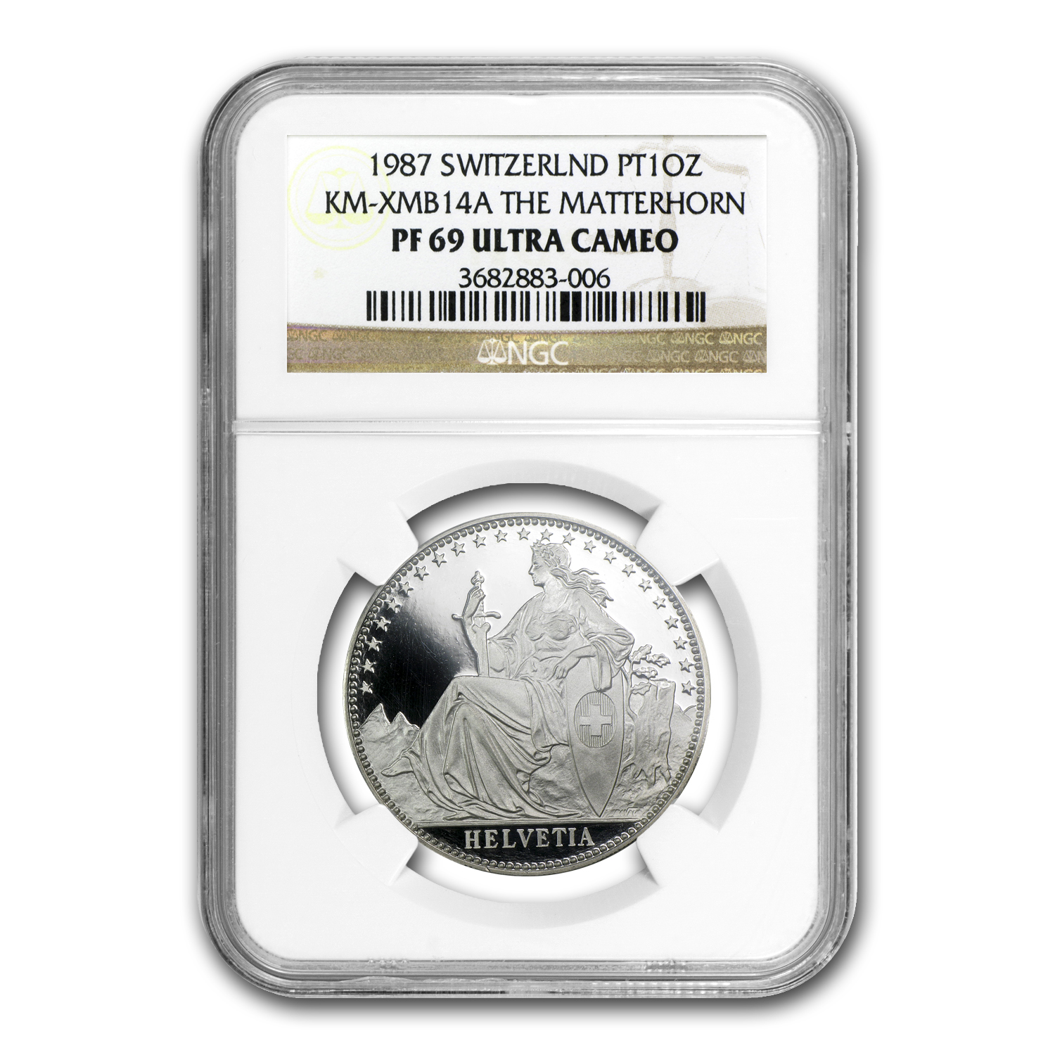 Buy 1987 Switzerland 1 oz Proof Platinum Matterhorn PF-69 NGC | APMEX