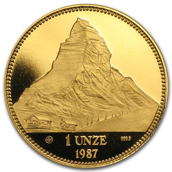 1987 Switzerland 1 Unze Gold Matterhorn Proof