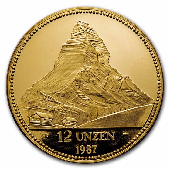 1987 Switzerland 12 Unzen Gold Proof Helvetia 1987 Switzerland 12 Unzen Gold Proof Helvetia