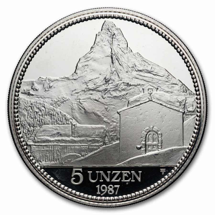 Buy 1987 Switzerland 5 oz Silver Helvetia Matterhorn | APMEX