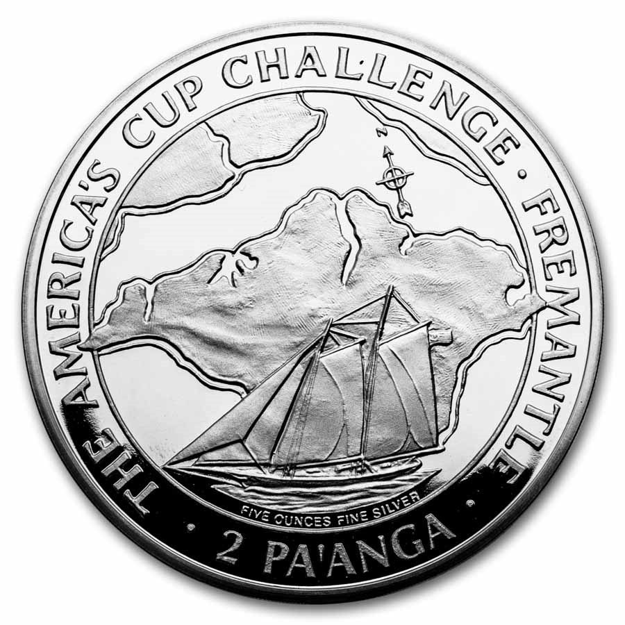 1987 Tonga Silver 2 Pa'anga America's Cup Challenge (w/Box & COA)