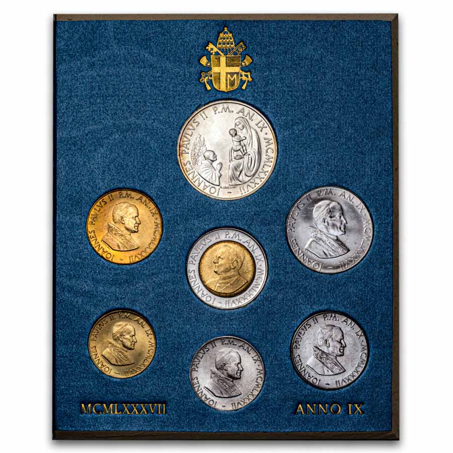 1987 Vatican City Pope John Paul II 7-Coin Set BU (OGP)