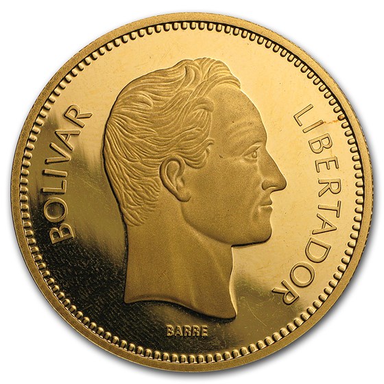 1987 Venezuela Proof Gold 10,000 Bolivares Simon Bolivar