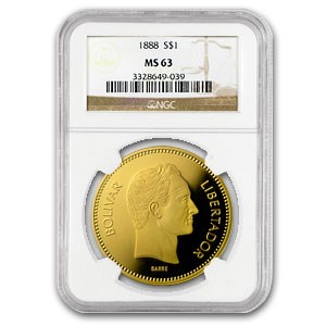 1987 Venezuela Proof Gold 10000 Bolivares PF-67 NGC 1987 Venezuela Proof Gold 10000 Bolivares PF-67 NGC