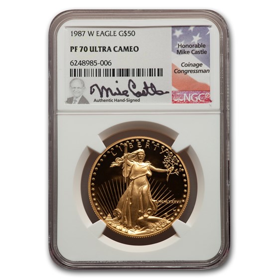 1987-W 1 oz Proof American Gold Eagle PF-70 NGC (Castle Label) 1987-W 1 oz Proof American Gold Eagle PF-70 NGC (Castle Label)
