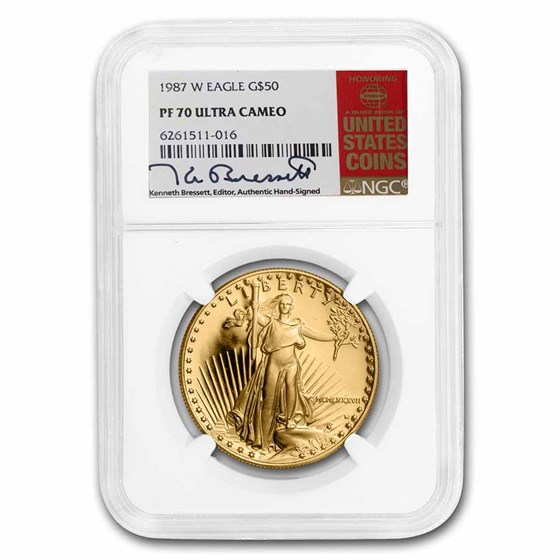 1987-W 1 oz Proof Gold Eagle PF-70 NGC (Bressett, Red Book Label) 1987-W 1 oz Proof Gold Eagle PF-70 NGC (Bressett, Red Book Label)