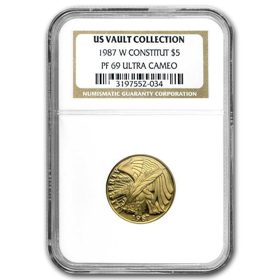 1987-W Gold $5 Commem Constitution PF-69 NGC (US Vault)