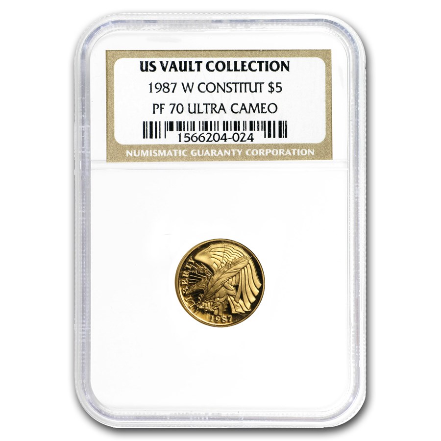 1987-W Gold $5 Commem Constitution PF-70 NGC (US Vault)