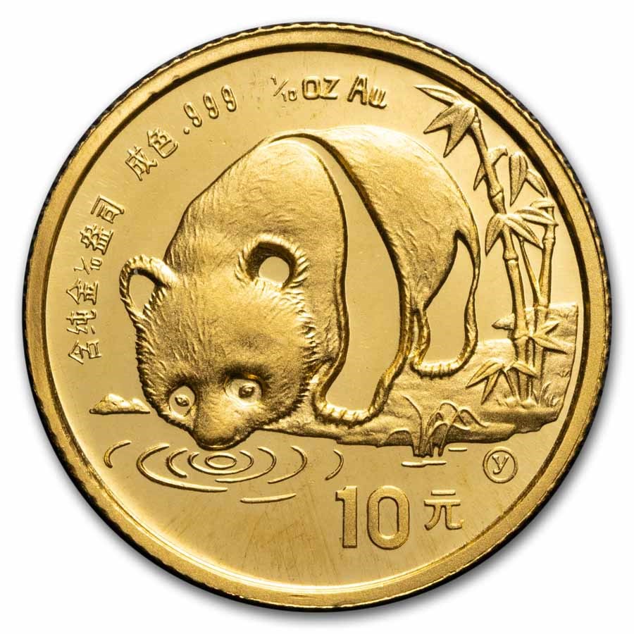 1987-Y China 1/10 oz Gold Panda BU (Not Sealed)