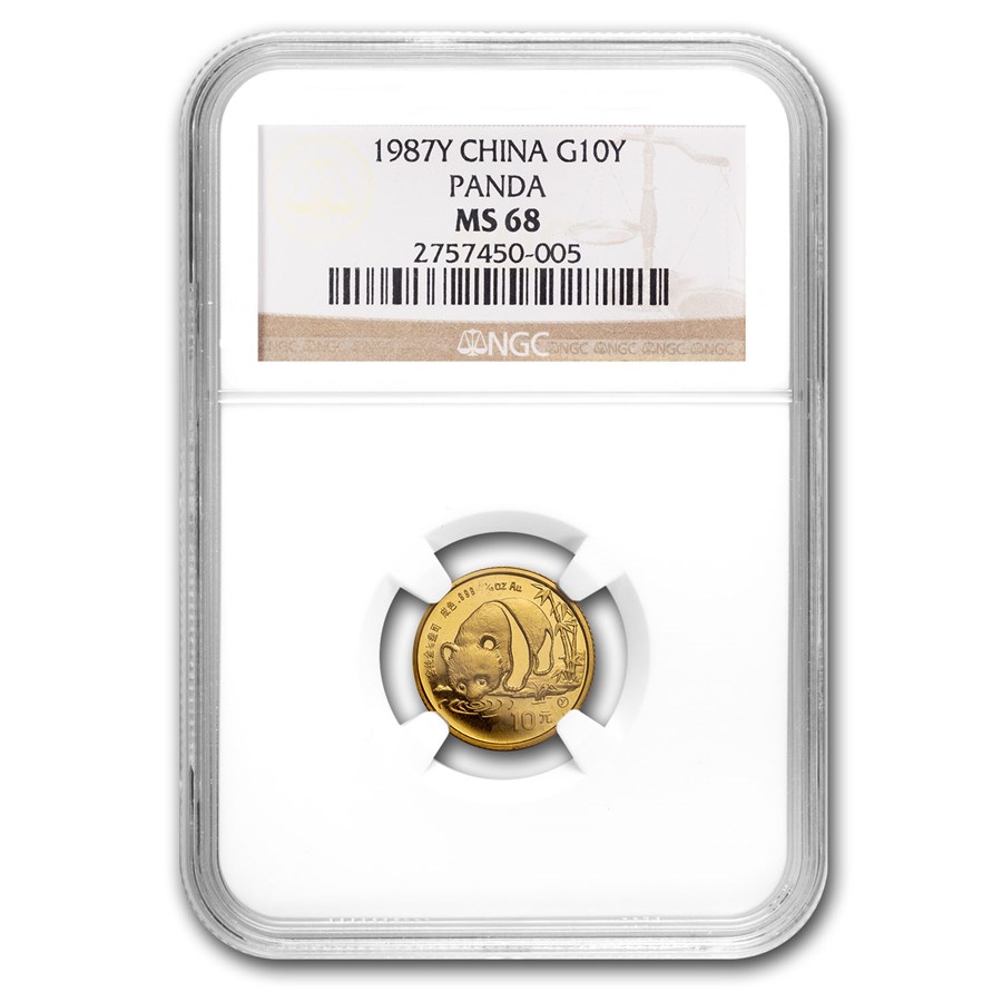1987-Y China 1/10 oz Gold Panda MS-68 NGC
