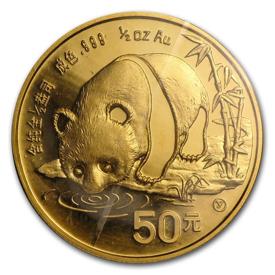 1987-Y China 1/2 oz Gold Panda BU (Sealed)
