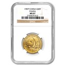 1987-Y China 1/2 oz Gold Panda MS-67 NGC