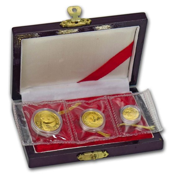 1987-Y China 3-Coin Gold Panda Prestige Set (w/Box & COA) 1987-Y China 3-Coin Gold Panda Prestige Set (w/Box & COA)