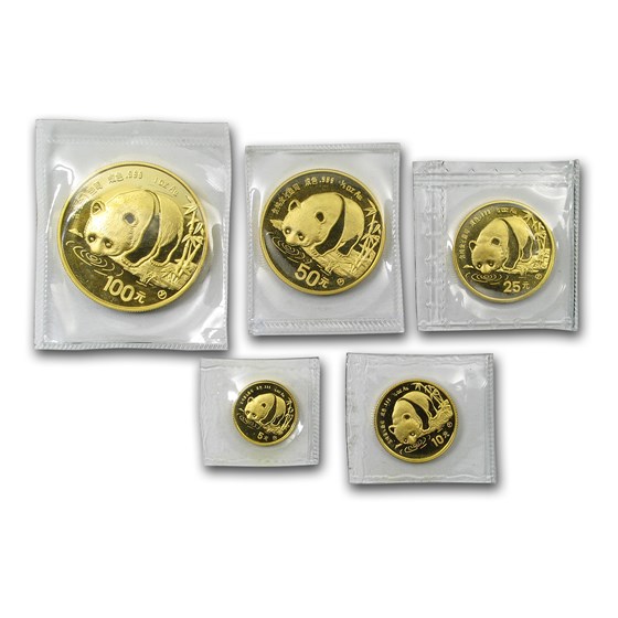 1987-Y China 5-Coin Gold Panda Set BU (Sealed) 1987-Y China 5-Coin Gold Panda Set BU (Sealed)