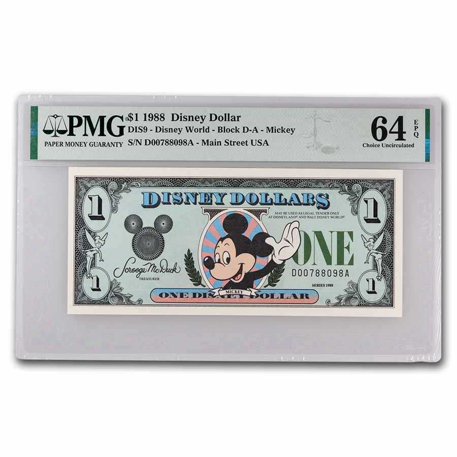 1988 $1.00 (DA) Waving Mickey (DIS#9) CU-64 EPQ PMG
