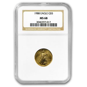 1988 1/10 oz Gold American Eagle MS-68 NGC 1988 1/10 oz Gold American Eagle MS-68 NGC
