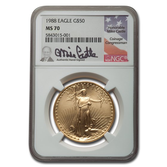 1988 1 oz American Gold Eagle MS-70 NGC (Castle) 1988 1 oz American Gold Eagle MS-70 NGC (Castle)