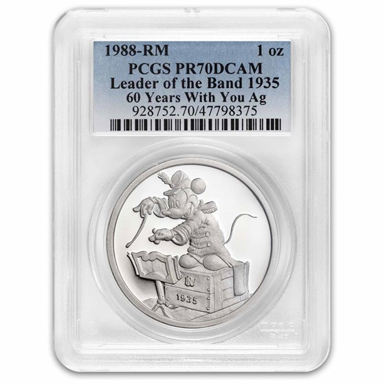 1988 1 oz Silver Disney's Leader of the Band PR-70 PCGS 1988 1 oz Silver Disney's Leader of the Band PR-70 PCGS