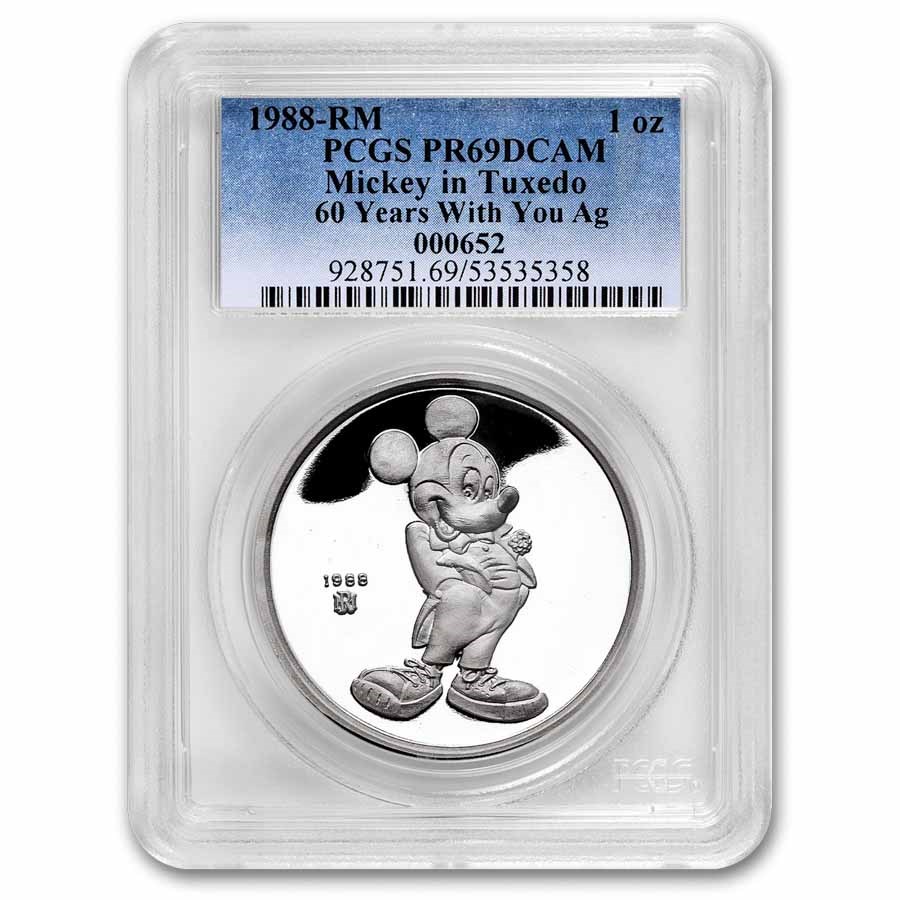 1988 1 oz Silver Disney's Mickey International Icon PR-69 PCGS