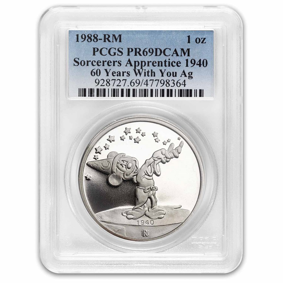 1988 1 oz Silver Disney's Sorcerer's Apprentice PR-69 PCGS