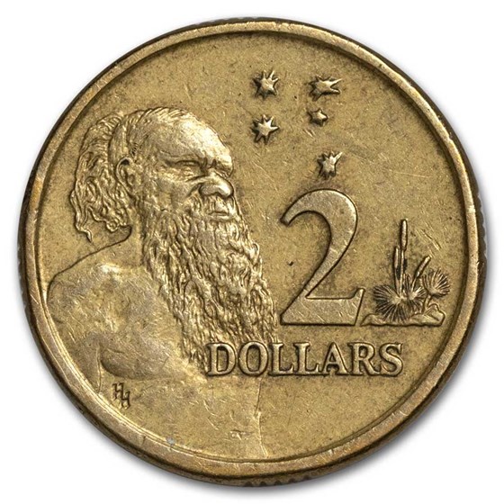 1988-1998 Australia 2 Dollars Elizabeth II Aboriginal Avg Circ 1988-1998 Australia 2 Dollars Elizabeth II Aboriginal Avg Circ