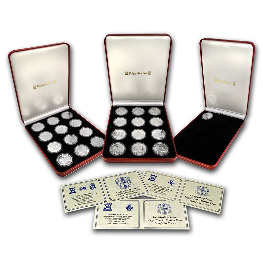 1988-2012 Isle of Man 25-Coin 1 oz Silver Cat Proof Set