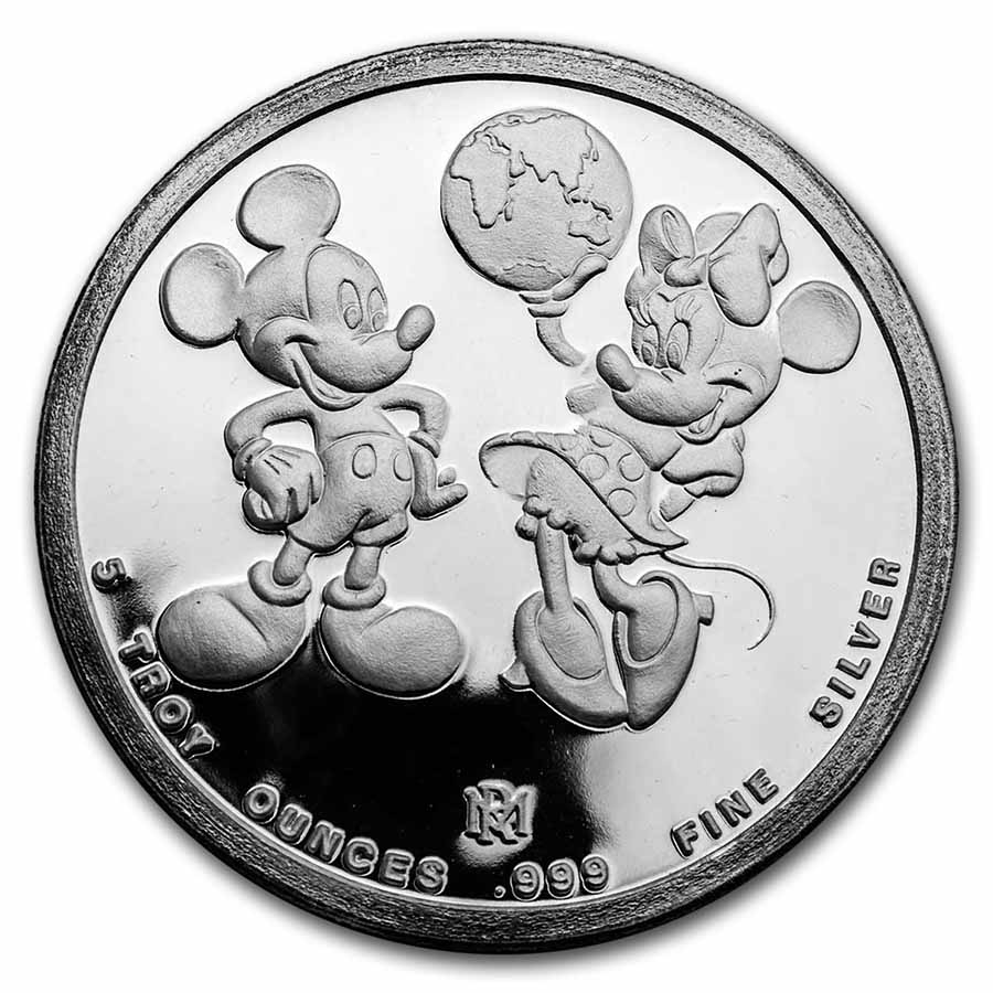 Buy 1988 5 oz Silver - Mickey and Minnie Around the World w/Box