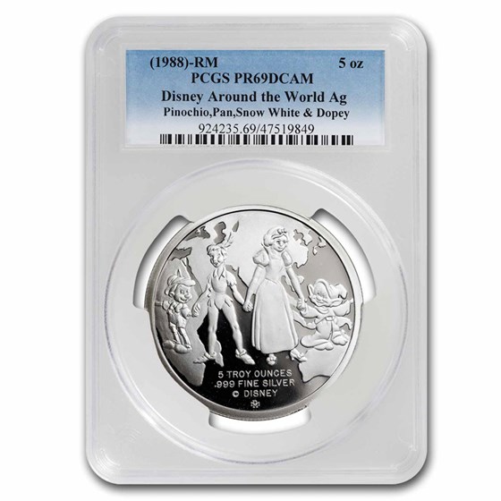 1988 5 oz Silver Round - Disney/Around the World PR-69 PCGS 1988 5 oz Silver Round - Disney/Around the World PR-69 PCGS